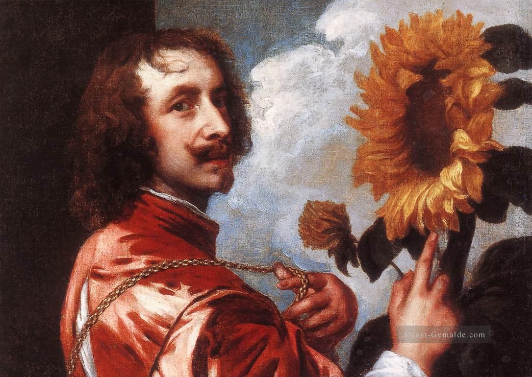 Selbst Porträt mit einer Sonnenblume Barock Hofmaler Anthony van Dyck Ölgemälde